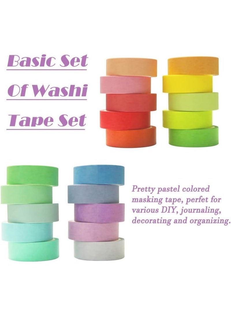 ChicAbode 20 لفة متعددة الألوان ورقة الشريط مجموعة - 15 ملم واسعة ديكور اخفاء الشريط ، سجل ، ألبوم الصور ، والجدول الزمني ، ديي ، هدية التفاف . - Image 4